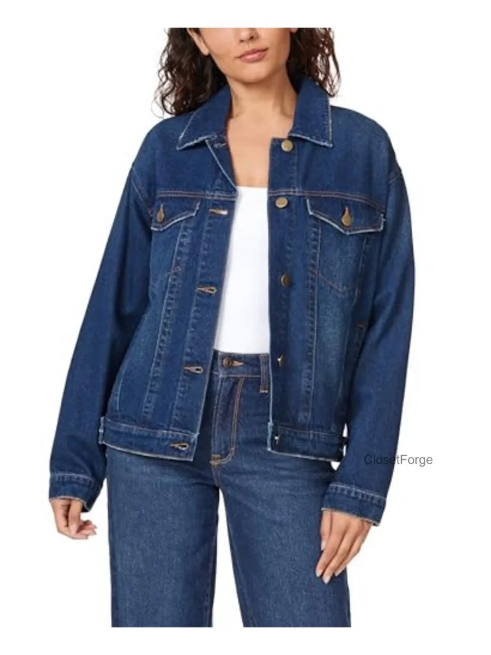 Lightweight Utility Denim Jacket with Button Closure